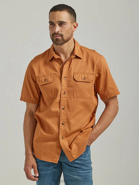 color avellana Wrangler hombres camisa épica de sarga suave y flexible ropa F8J4V355