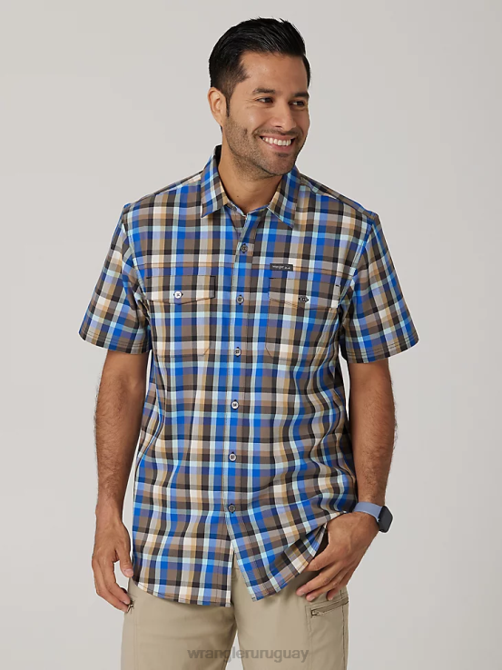 playa de amatista Wrangler hombres camisa de campamento de manga corta a cuadros ecológica ropa F8J4V400
