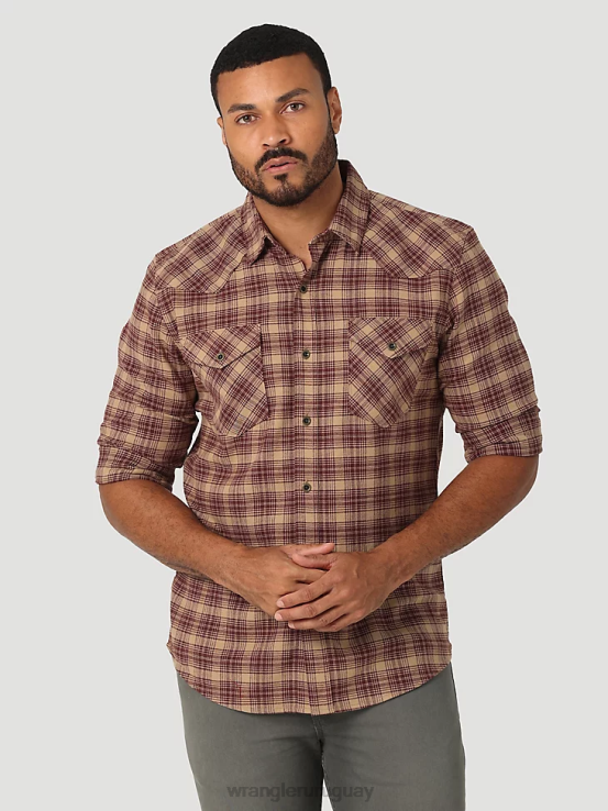 roble petrificado Wrangler hombres camisa de franela con nube que se puede estirar libremente ropa F8J4V382