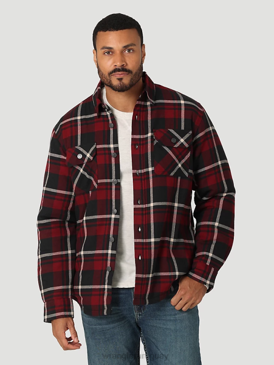 cabernet Wrangler hombres Chaqueta camisera gruesa con forro de sherpa a cuadros ropa F8J4V387