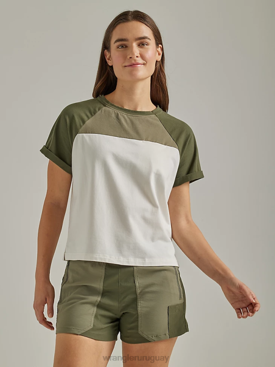 aceituna polvorienta Wrangler mujer atg por camiseta de brújula ropa F8J4V904