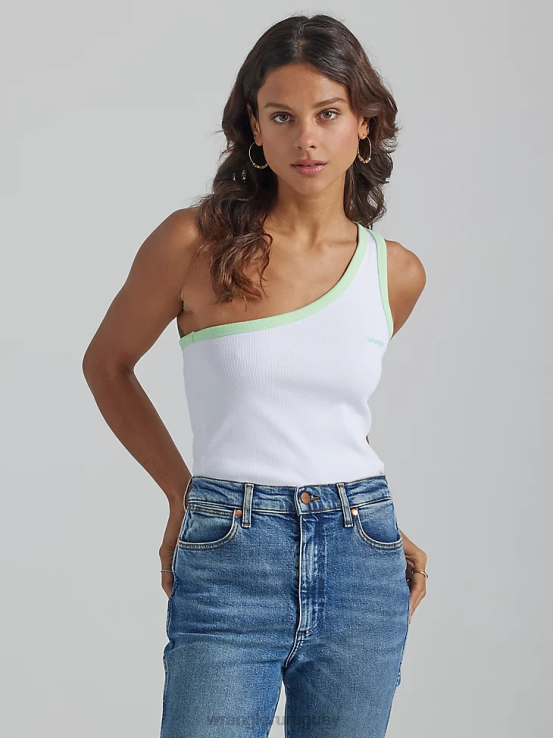 blanco Wrangler mujer camisola de un hombro ropa F8J4V873