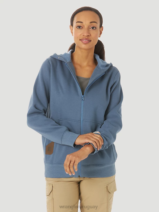 mar azul Wrangler mujer sudadera con capucha y cremallera completa para trabajo riggs workwear ropa F8J4V865