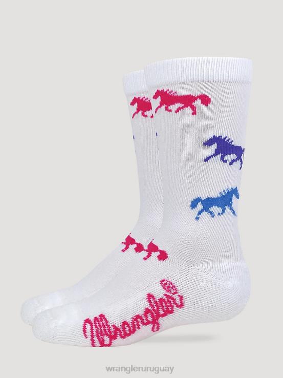 blanco Wrangler chicas calcetines ultra-dri para niños horses crew accesorios F8J4V1060