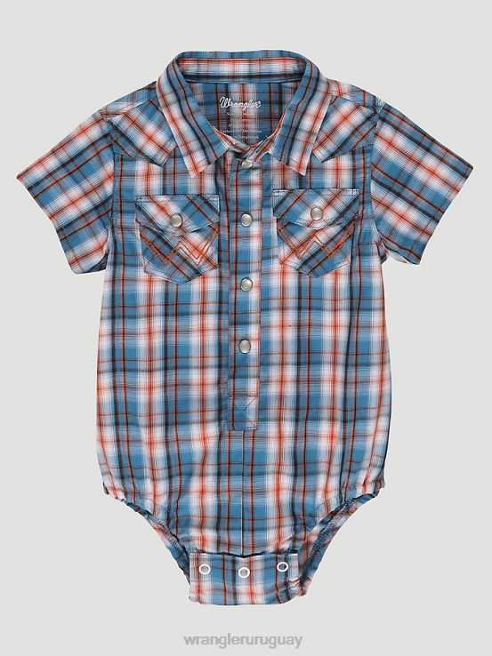 atardecer azul Wrangler Niños body de manga corta con broche estilo western ropa F8J4V1069
