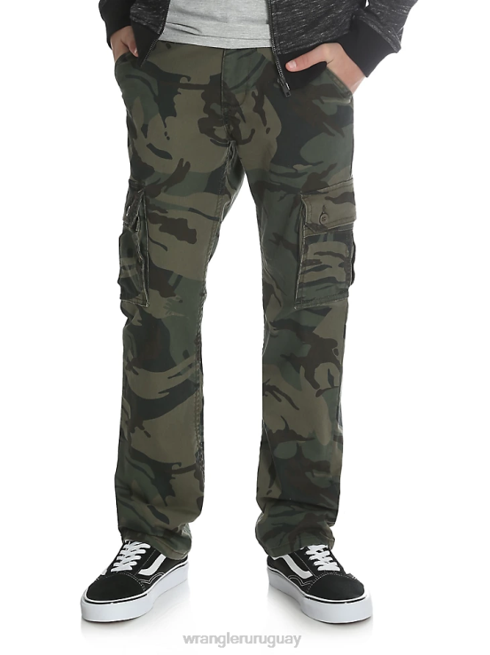 camuflaje verde bosque Wrangler Niños pantalón cargo slim recto y elástico ropa F8J4V956