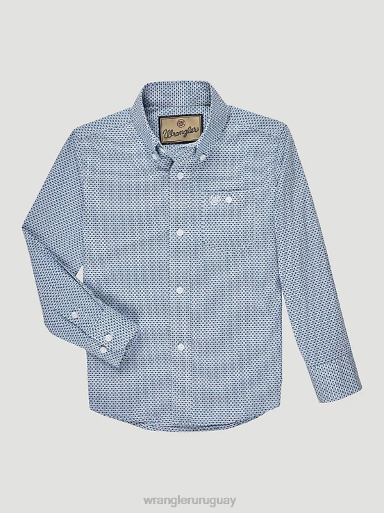 cruz del mar azul Wrangler Niños camisa clásica con estampado de botones ropa F8J4V1026