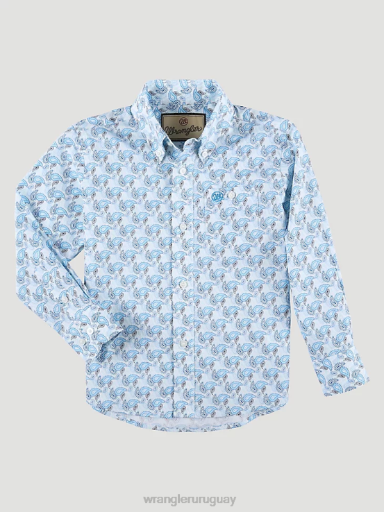 paisley azul Wrangler Niños camisa clásica con estampado de botones ropa F8J4V1024