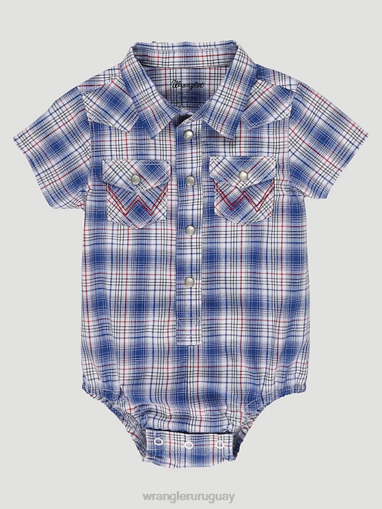picnic azul marino Wrangler Niños body de manga corta con broche estilo western ropa F8J4V1070