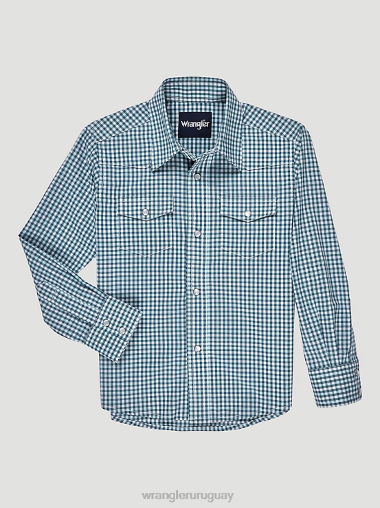 verduras mixtas Wrangler Niños camisa a cuadros de manga larga resistente a las arrugas ropa F8J4V967