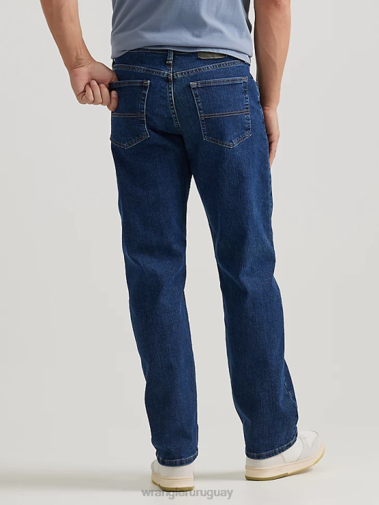 lavado a la piedra oscuro Wrangler hombres Authentics jeans cómodos y flexibles de ajuste relajado ropa F8J4V198