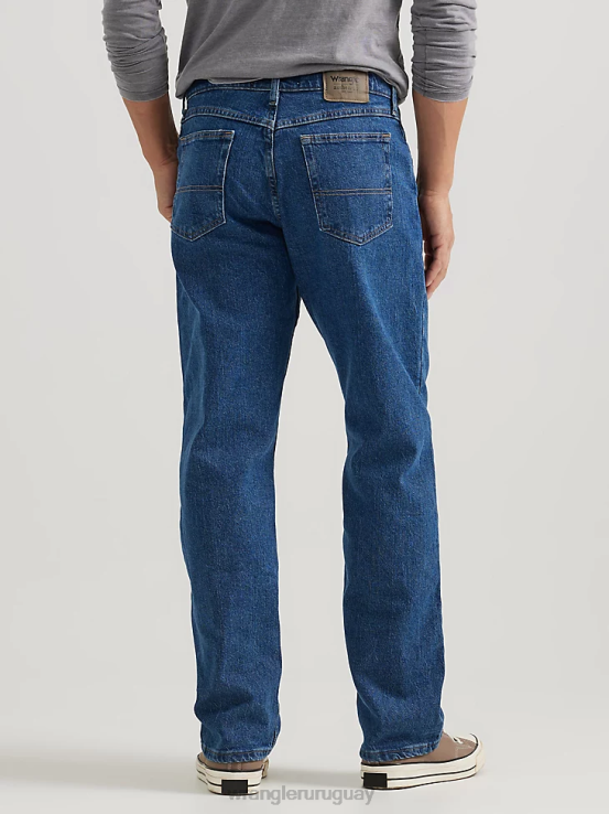 lavado a la piedra oscuro Wrangler hombres Authentics jeans flexibles de ajuste relajado ropa F8J4V102