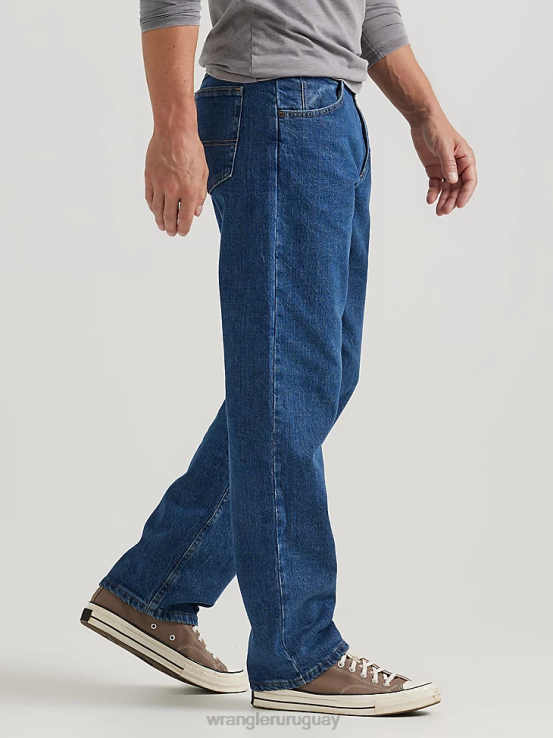 lavado a la piedra oscuro Wrangler hombres Authentics jeans flexibles de ajuste relajado ropa F8J4V102
