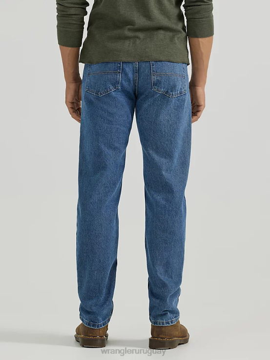 lavado a la piedra oscuro Wrangler hombres Vaqueros Authentics de corte regular de algodón ropa F8J4V153
