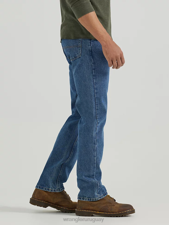 lavado a la piedra oscuro Wrangler hombres Vaqueros Authentics de corte regular de algodón ropa F8J4V153