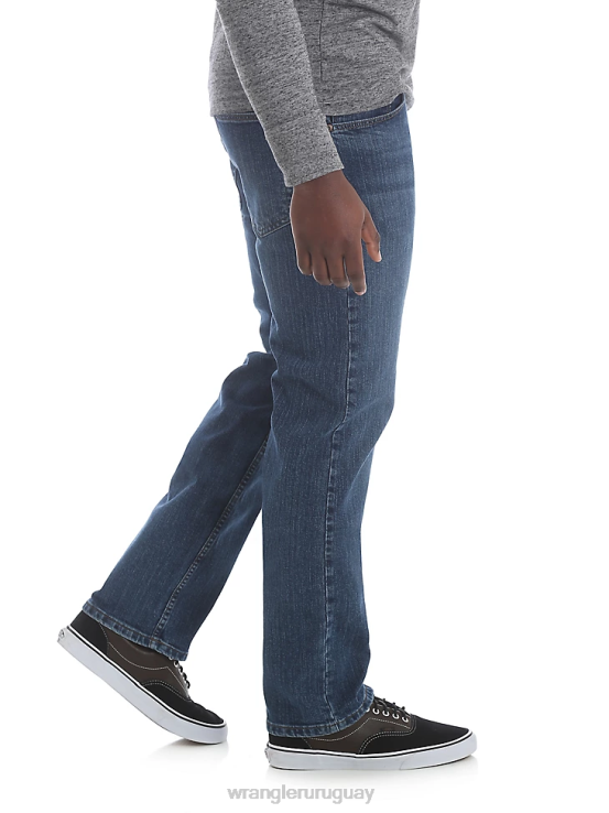 lavado a la piedra oscuro Wrangler hombres Vaqueros de corte regular con flexión de mezclilla premium de cinco estrellas para mayor comodidad ropa F8J4V139