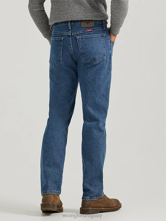 lavado a la piedra oscuro Wrangler hombres jeans de corte regular de denim premium de cinco estrellas ropa F8J4V91
