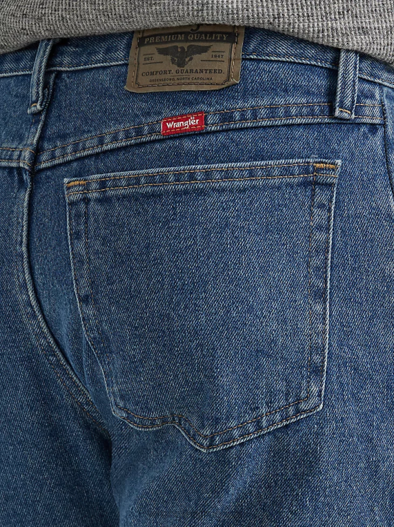 lavado a la piedra oscuro Wrangler hombres jeans de corte regular de denim premium de cinco estrellas ropa F8J4V91