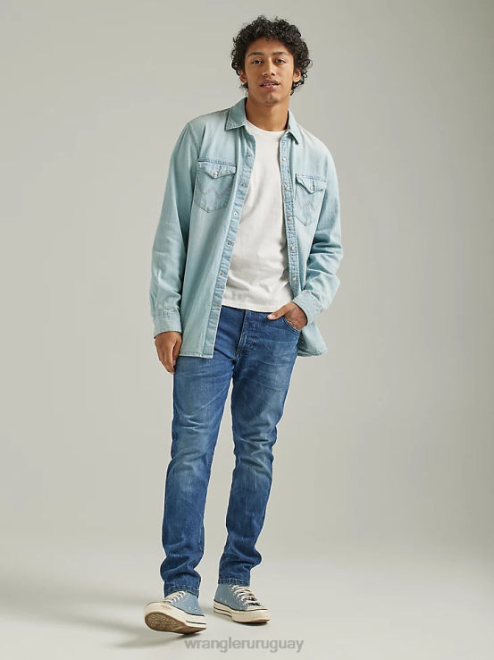 lavado claro rasgado Wrangler hombres vaqueros holgados Heritage Redding ropa F8J4V185