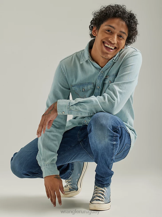lavado claro rasgado Wrangler hombres vaqueros holgados Heritage Redding ropa F8J4V185