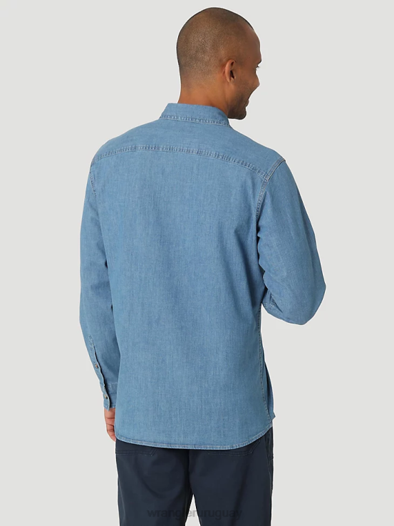lavado ligero Wrangler hombres camisa de manga larga de sarga/mezclilla ropa F8J4V375