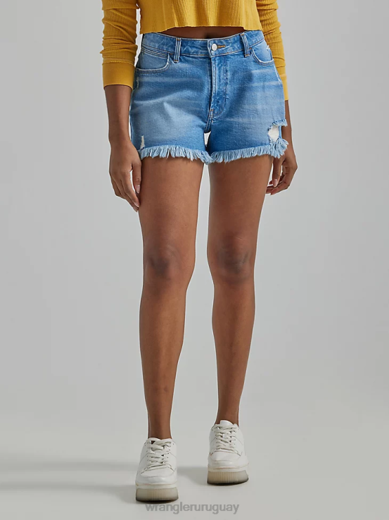 lavado ligero Wrangler mujer shorts vintage de tiro alto con cortes ropa F8J4V841