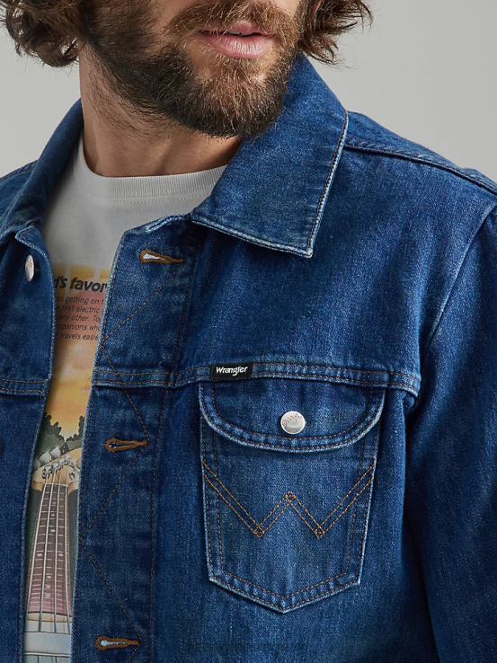 lavado oscuro Wrangler hombres chaqueta estilo camionero de mezclilla clásica ropa F8J4V611