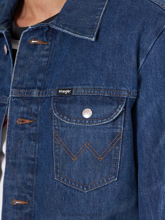 lavado oscuro Wrangler hombres chaqueta estilo camionero de mezclilla clásica ropa F8J4V611