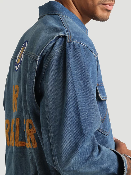 lavado oscuro Wrangler hombres chaqueta estilo camionero de mezclilla clásica ropa F8J4V611