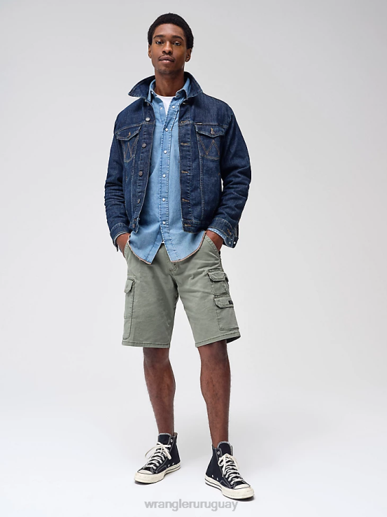 lavado oscuro Wrangler hombres chaqueta estilo camionero de mezclilla clásica ropa F8J4V611
