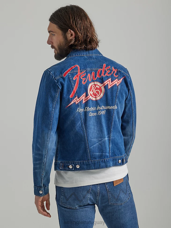 lavado oscuro Wrangler hombres chaqueta estilo camionero de mezclilla clásica ropa F8J4V611