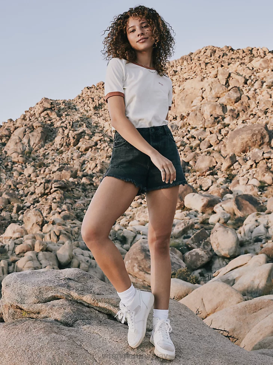 luz de la luna Wrangler mujer shorts vintage de tiro alto con cortes ropa F8J4V834