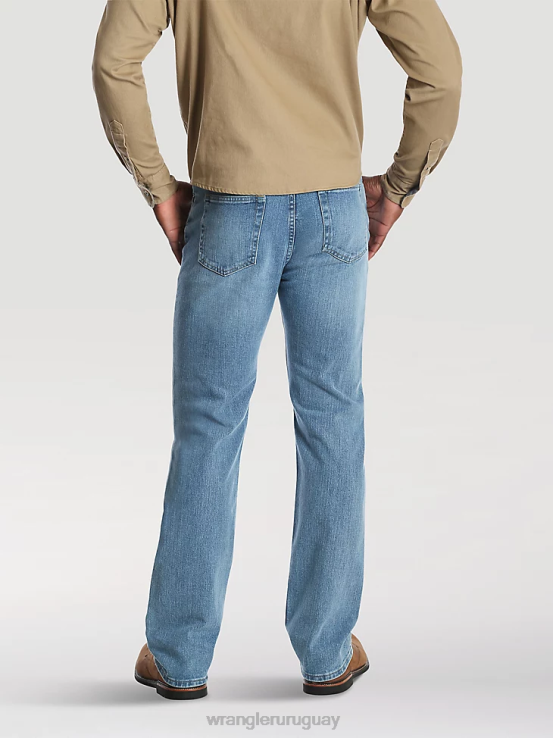 luz de lavado a la piedra Wrangler hombres Vaqueros de corte regular con flexión de mezclilla premium de cinco estrellas para mayor comodidad ropa F8J4V136
