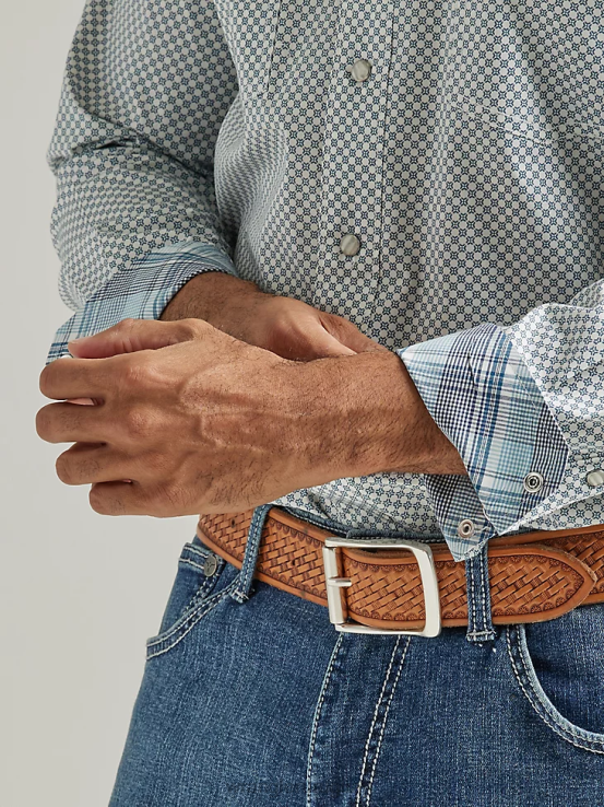 marina adriática Wrangler hombres Camisa con estampado occidental de manga larga y comodidad avanzada 20x Competition ropa F8J4V489