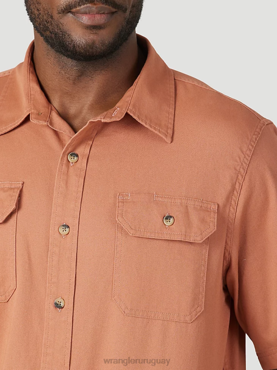 marrón cobrizo Wrangler hombres camisa épica de sarga suave y flexible ropa F8J4V362