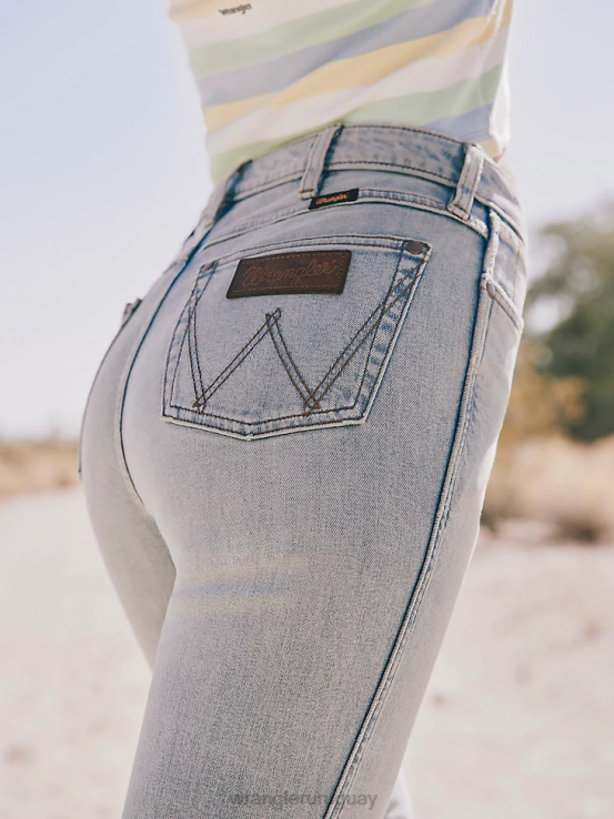 medio oscuro Wrangler mujer jeans tipo bota atrevidos de talle alto ropa F8J4V730