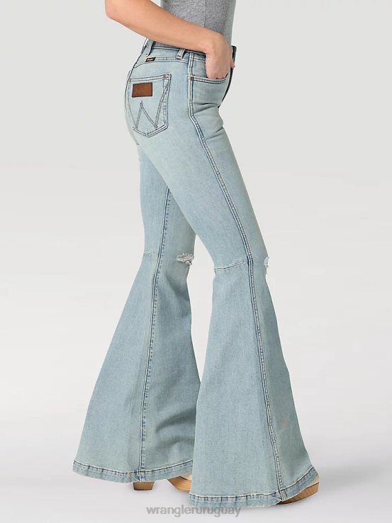 medio oscuro Wrangler mujer jeans tipo bota atrevidos de talle alto ropa F8J4V730