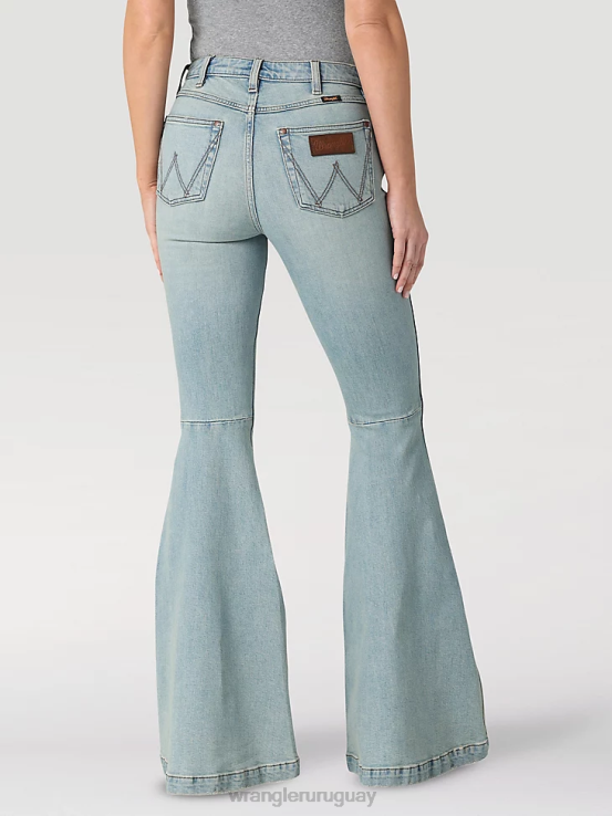 medio oscuro Wrangler mujer jeans tipo bota atrevidos de talle alto ropa F8J4V730