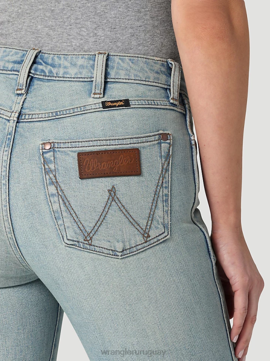 medio oscuro Wrangler mujer jeans tipo bota atrevidos de talle alto ropa F8J4V730