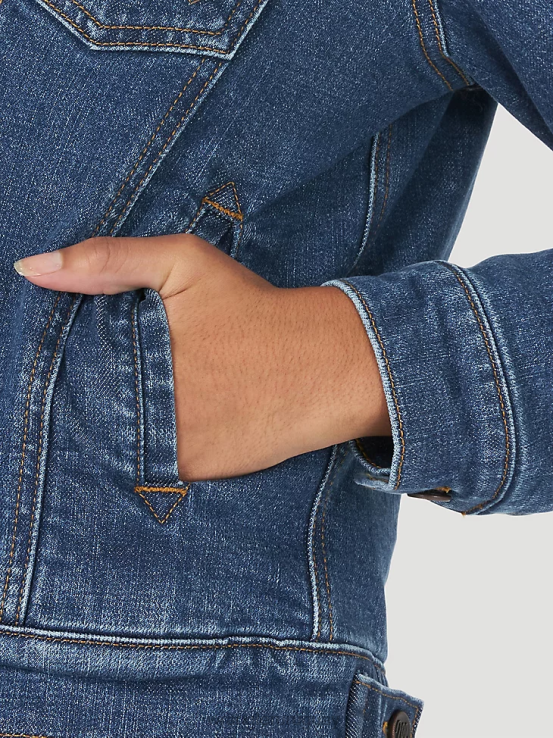 mezclilla Wrangler mujer chaqueta estilo western retro con forro de sherpa ropa F8J4V869