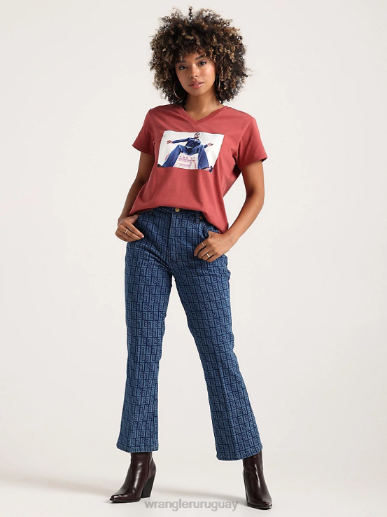 mezclilla media Wrangler mujer camisa vaquera de manga larga con broche estilo western ropa F8J4V880