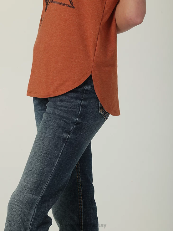 mezclilla media Wrangler mujer camisa vaquera de manga larga con broche estilo western ropa F8J4V880