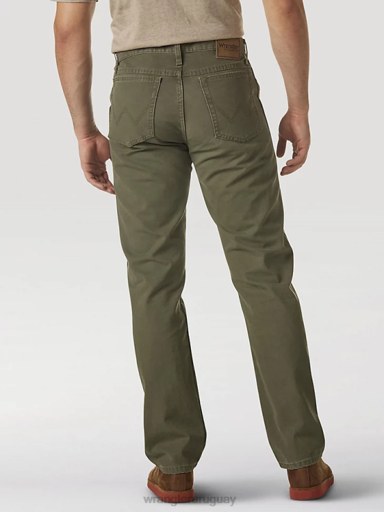 musgo Wrangler hombres pantalón de lona con pernera recta y corte regular resistente ropa F8J4V650