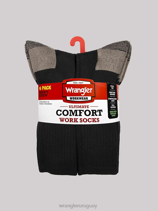negro Wrangler hombres calcetines de trabajo para equipo (paquete de 6) accesorios F8J4V727