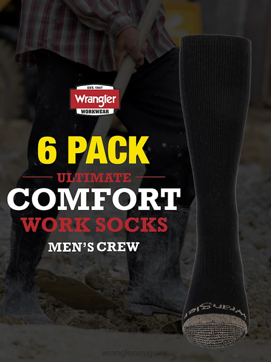negro Wrangler hombres calcetines de trabajo para equipo (paquete de 6) accesorios F8J4V727