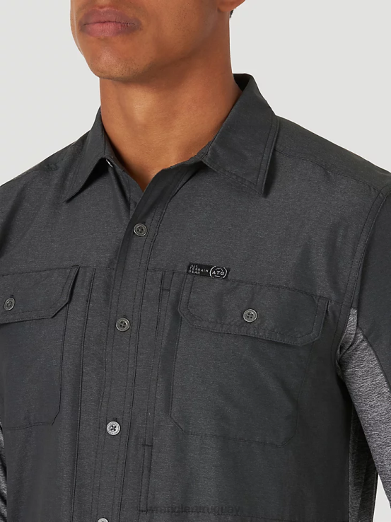 negro Wrangler hombres camisa atg mezcla de materiales ropa F8J4V379