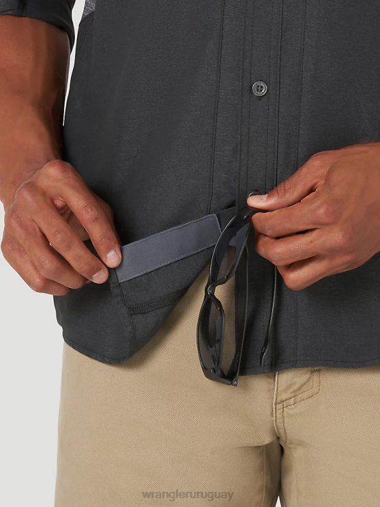 negro Wrangler hombres camisa atg mezcla de materiales ropa F8J4V379