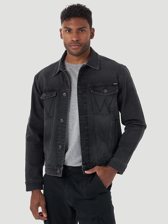 negro Wrangler hombres chaqueta estilo camionero de mezclilla clásica ropa F8J4V613
