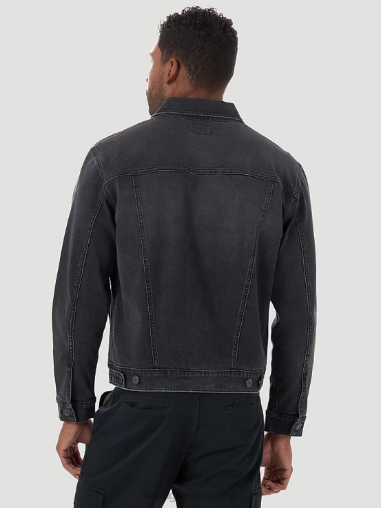 negro Wrangler hombres chaqueta estilo camionero de mezclilla clásica ropa F8J4V613