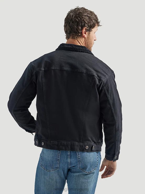negro Wrangler hombres chaqueta vaquera con forro de sherpa ropa F8J4V615